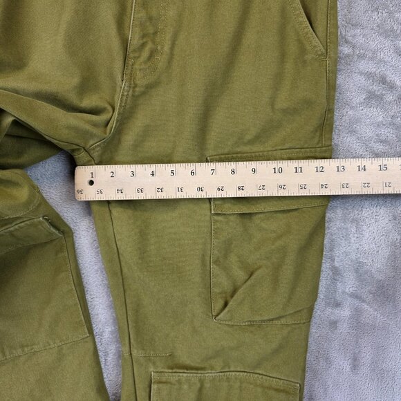 Zara Cargo Pants Mens 32 Olive Cotton Twill Straight Leg Utility Pockets Casual - Picture 6 of 12